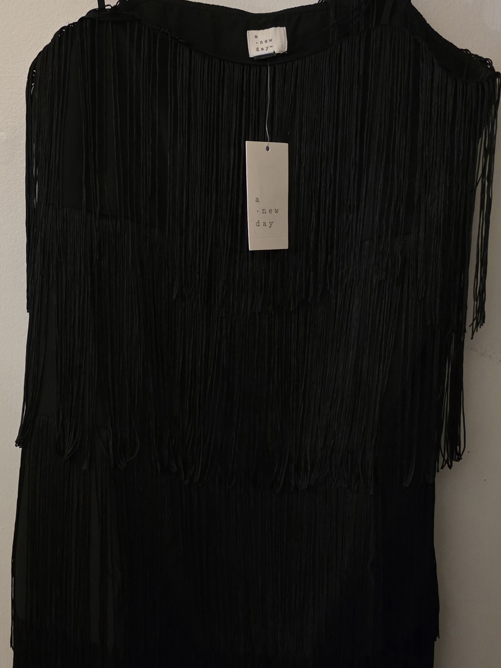 a new day Black Fringe Slip Dress
